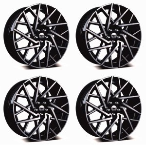 Ford Mustang Mach-E Wheel Kit - Ford Racing - Machined-Face Aluminum with High-Gloss Ebony Black-Painted Pockets - Machined Black Face - `21-`22